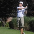 Bentonville's Brik Brauburger watches his tee shot on the second hole at the Springdale Invitational...