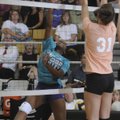  Fayetteville’s Phylicia Hill hits the ball over the net Thursday during a match against Huntsville ...