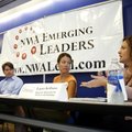 Panelists Blake Rutherford (from left), Duncan Baird and Janine Parry listen while Laura Kellams add...