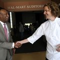 WELCOMING NEW EMPLOYEES | Coleman Peterson, left, chairman of NorthWest Arkansas Community College’s...