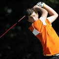 Rogers Heritage senior Hayden Bough, 17, tees off Thursday on No. 14 during the War Eagles’ match ag...