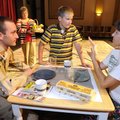 Charles Riedmueller, left, Brenda Nemec, Hunter Low, 11, and Amy Eversole rehearse a scene from “The...