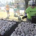 Jim Clark bastes chicken Friday while helping cook Whitey’s Frisco Chicken during Frisco Festival in...