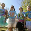 WALKING FOR A CAUSE - Ashley Cordischi, 12, left, Dani Fish, 12, Amanda Ayers, 15, and Emily Starnes...