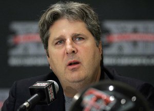  Texas Tech football coach Mike Leach is shown during Big 12 Media Day in Irving, Texas, Wednesday.