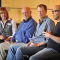 Jenni Swain (from left), vice president of programming for the Walton Arts Center, Kenneth Gentry, p...
