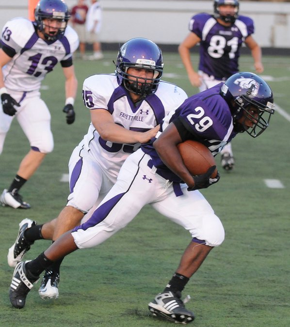 Fayetteville linebacker Ben Dubois tackles ...