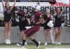 Springdale High’s Henry Hernandez scores the first touchdown against Little Rock Catholic in the first half Friday at Bulldog Stadium in Springdale.
