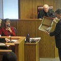 Krista Buck, left, an examiner from the Arkansas State Crime Lab, and Washington County Prosecuting ...