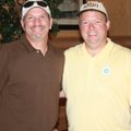Jones Center supporters Alex Cornett and Ron Brophy enjoy the post-golf tournament lunch.