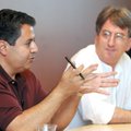 Najib Ghadbian, left, associate professor at the University of Arkansas, and Joel Gordon, professor ...