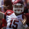 Arkansas QB Ryan Mallett throws in the first quarter during the Razorbacks game Saturday against Geo...
