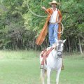 Jose Aviles performs Mexican charro horseback riding feats during an Hispanic Heritage Day at Pea Ri...
