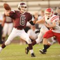 Gentry senior quarterback Austin Millsap passes against Farmington during the first quarter of Frida...