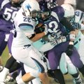  Springdale Har-Ber senior linebacker Preston Cash, left, tackles Fayetteville junior receiver Brad ...