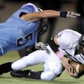  Bentonville’s Dallas Hardison recovers a punt fumbled by Springdale Har-Ber’s Preston Pianalto duri...