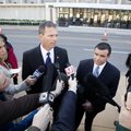 Oklahoma State Representative Rex Duncan, second left and Oklahoma State Senator Anthony Sykes talk ...