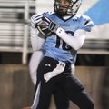 Springdale Har-Ber wide receiver Evan Johnson hauls in a touchdown pass during the second half of th...