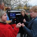 Sharon Waters, Fayetteville parking and telecommunications manager, left, and Terry Gulley, second f...