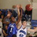  Rogers High junior Josh Anderson battles with Conway senior Micah Delph for the ball during the sec...