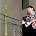 Samurai Dan (Daniel Coglan) uses a razor-sharp sword to make short work of tightly packed fiber at t...