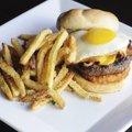 The Hangover Burger is popular at Farrell’s Lounge on Dickson Street in Fayetteville.
