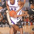 Fayetteville junior Malik Fields, center, is pressured by Little Rock Central’s Ray Griffin, right, ...