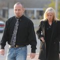 Coleman Brackney, left, former Bella Vista police officer, makes his way to the Benton County Courth...