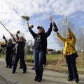 A PEPPY SENDOFF - Kim Caylor, from left, Gina Plunk, Debbie Crenshaw, Kelly Balch and Kim Whiting, a...
