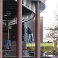 CENTRAL CONSTRUCTION Pedro Martinez, right, and Larry Tannehill, both with Tannehill Masonry, work T...