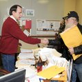 Richard Hoback, Benton County veterans service officer, says goodbye Friday to Floyd Haws, a Vietnam...