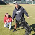 Arvest Ballpark head groundskeeper Monty Sowell, right, and assistant groundskeeper Kaleb Reynolds p...