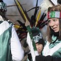 Laura Torre, an Aztec dancer with St. Joseph Catholic Church, smiles during the pilgrimage.