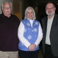 Glenn and Beth Allen, from left, join Buzz Smardo during intermission of the Arkansas Philharmonic O...