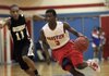 Little Rock Parkview’s Imara Ready (3) drives downcourt past Jonesboro’s Jayln McBride (11) during the first quarter of Friday’s game in Little Rock. Jonesboro won 62-54.

