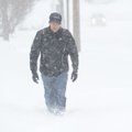 Mike Babb of Fayetteville walks back home after shopping at Marvin's IGA Wednesday, Feb. 9, 2011, as...