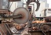 A pine log is cut as it begins its journey through the Anthony Timberlands sawmill in Bearden on Thursday. 