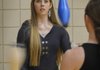 Brittany Butler concentrates as she practices her juggling with Eric Jackson on Monday at the University of Arkansas HPER building. Both are in the Razorback Jugglers club.