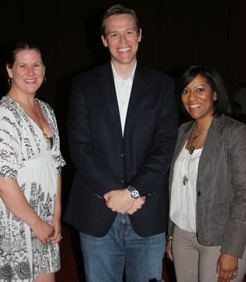 
                               
                                  Photo by Carin Schoppmeyer&mdash;
                               
                           
                           Ozark Natural Science Center Executive Director Beth Stephens, from left, Rand Waddoups and Latriece Watkins visit at Call of the Wild.