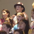 Dominic Ceresale, top center, sports a magician’s top hat Tuesday for his role in the musical “We Ca...