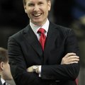 In this photo taken March 10, 2011, Arkansas head coach John Pelphrey smiles an NCAA college basketb...