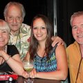Suzie Stephens and Jim Hatfield, from left, with Day and Brian Crowne, enjoy an onstage view of the ...
