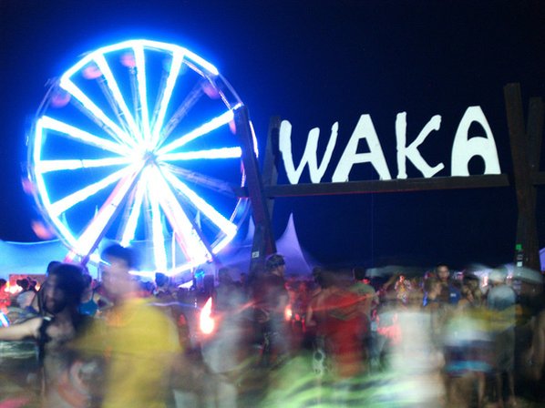 People walk through the Wakarusa ...