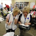 Resource unit leader Tonja Seusy, right, and planning chief Carolyn Fries coordinate information Wed...