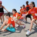 FLYING TURTLE RACE Vandergriff Elementary School students, from right, Sarah Jong, Eva Bogomilova an...