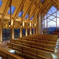 The chapel seats about 50 people for private services, performances and weddings.