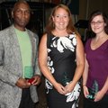 CASA award recipients Ed Parrish, from left, Kate Benson and Victoria Kronenwetter gather at the cel...