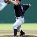  Fayetteville’s Andy Pagnozzi pitches against Rogers Tuesday in Fayetteville.