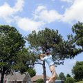  Ryan Harrington takes a practice swing Friday on the second tee box during the Chick-A-Tee golf tou...