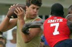 Pulaski Academy's Hunter Henry catches a pass in the endzone over Allen, Texas defender Kimani Smith during the 7-on-7 Shootout of the South championship game in Little Rock on Saturday. Pulaski Academy won 49-35.
